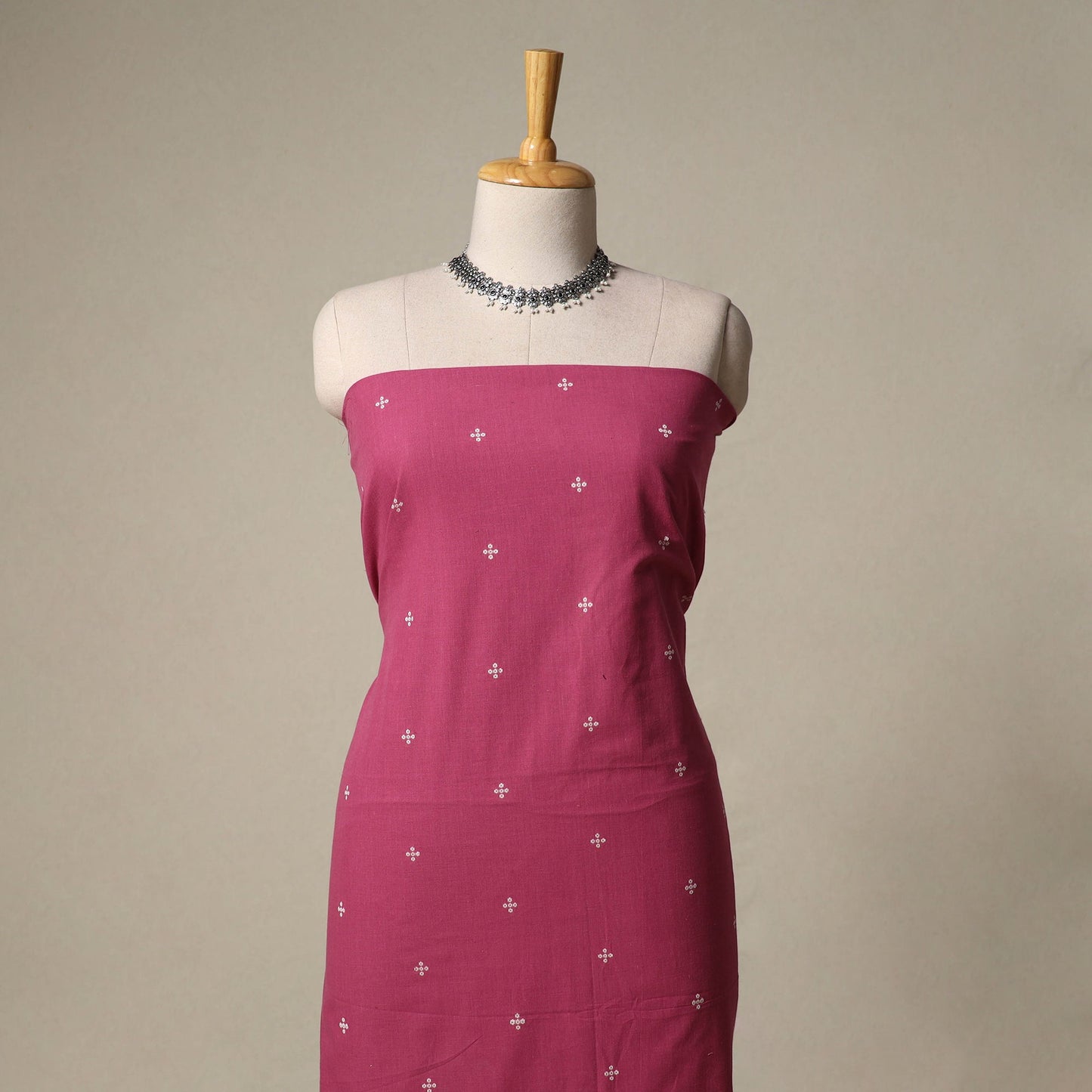 Jacquard cotton 2pc unstitched dress material with earrings