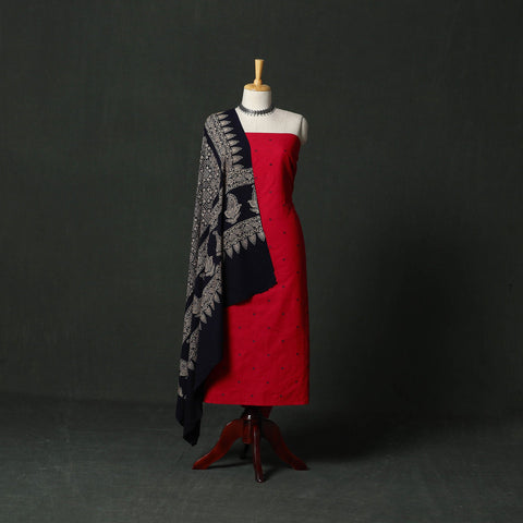 Jacquard cotton 2pc unstitched dress material with earrings