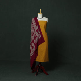 Jacquard cotton 2pc unstitched dress material with earrings