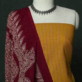 Jacquard cotton 2pc unstitched dress material with earrings