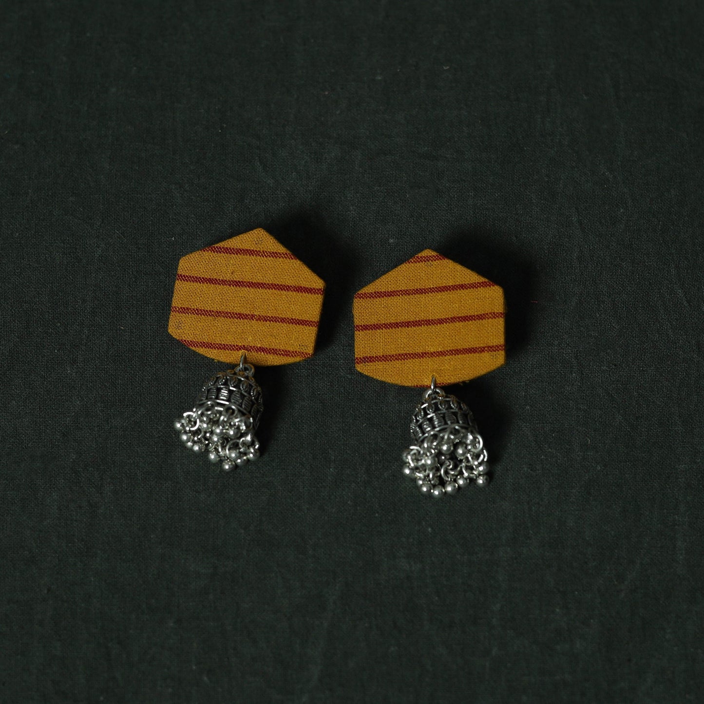 Jacquard cotton 2pc unstitched dress material with earrings