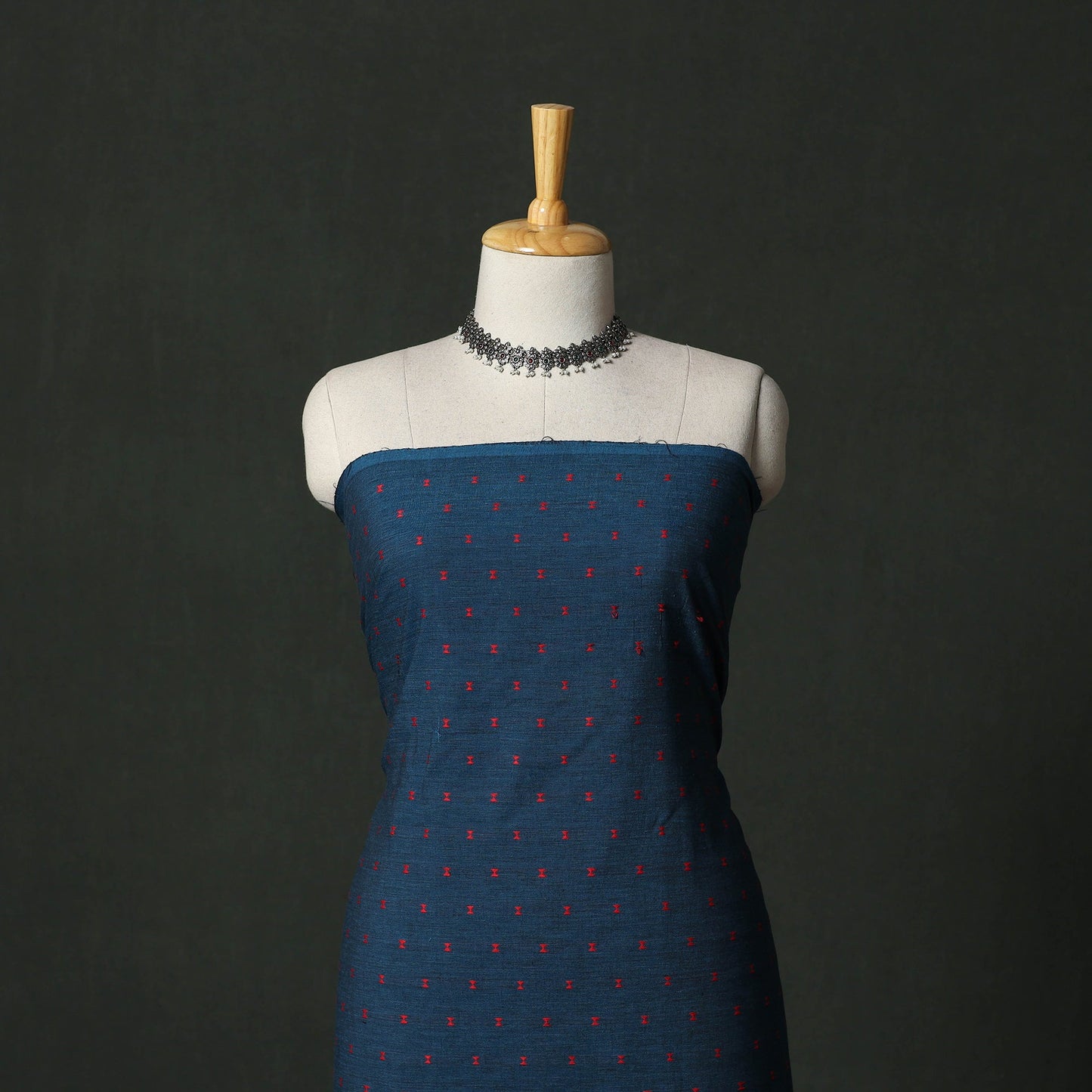 Jacquard cotton 2pc unstitched dress material with earrings