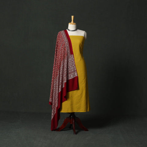 Jacquard cotton 2pc unstitched dress material with earrings