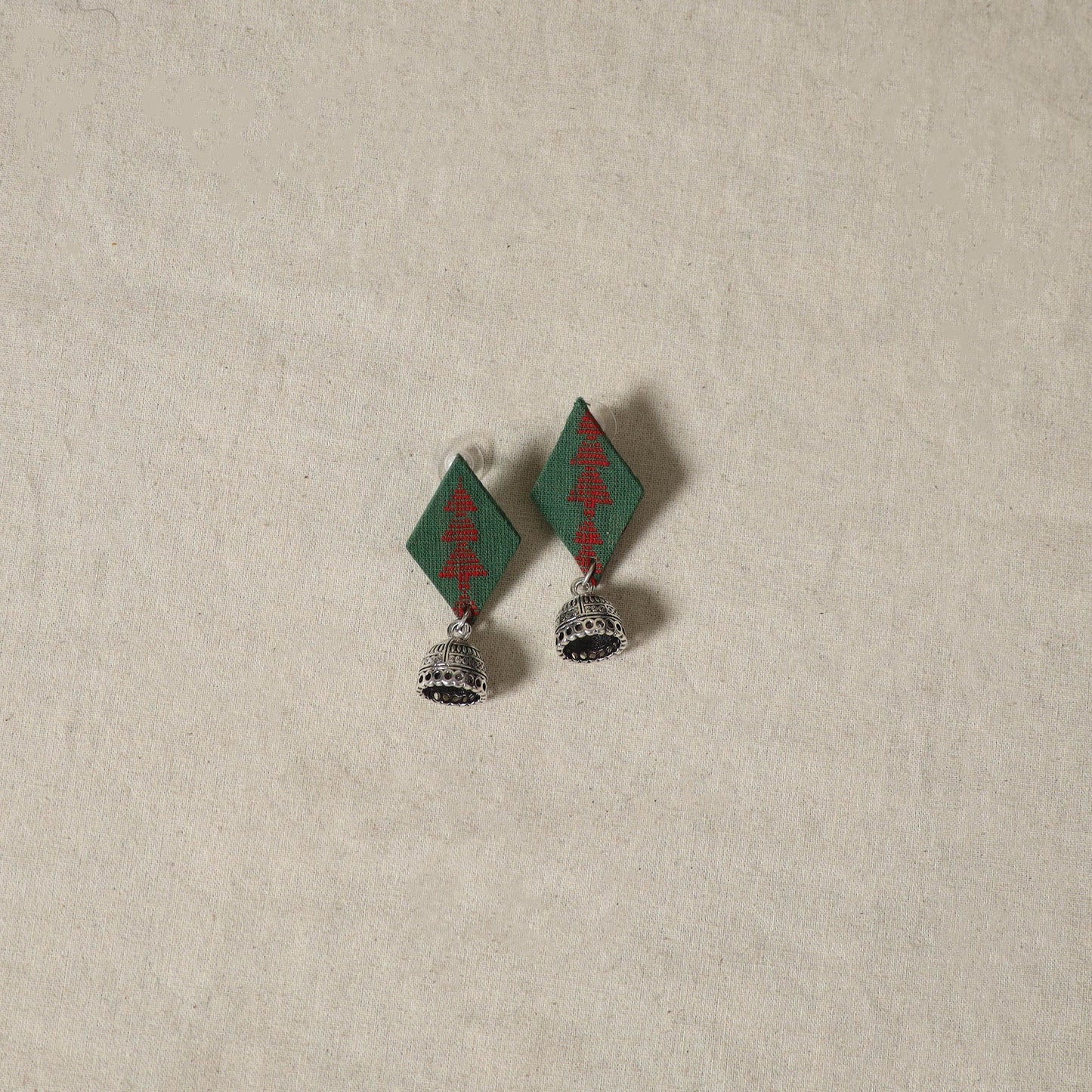 Jacquard cotton 2pc unstitched dress material with earrings