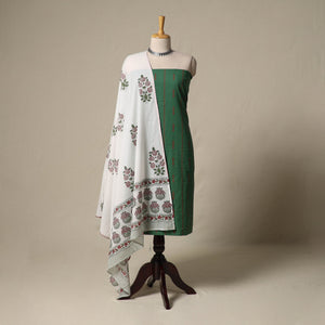 Jacquard cotton 2pc unstitched dress material with earrings