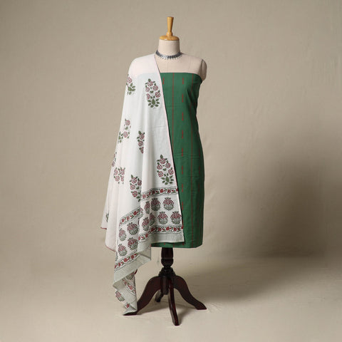 Jacquard cotton 2pc unstitched dress material with earrings