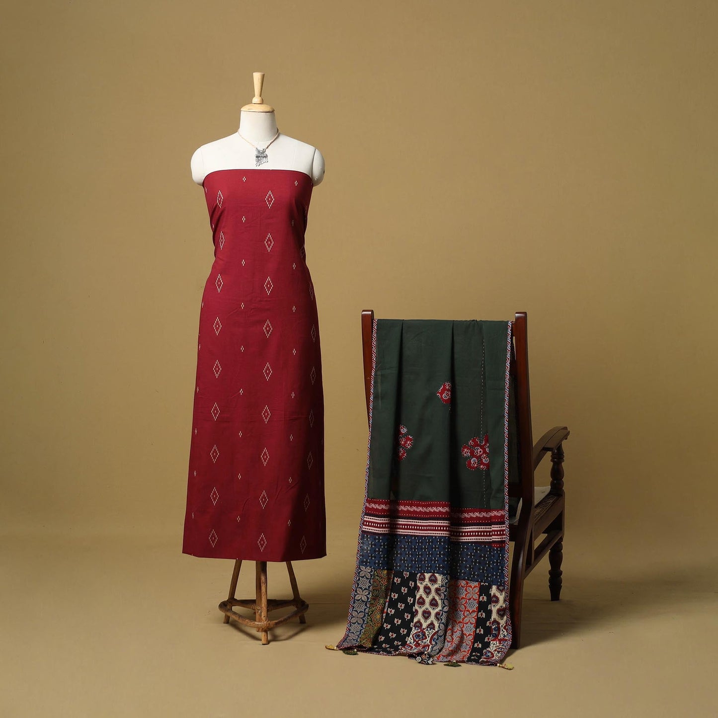 Jacquard cotton 2pc unstitched dress material