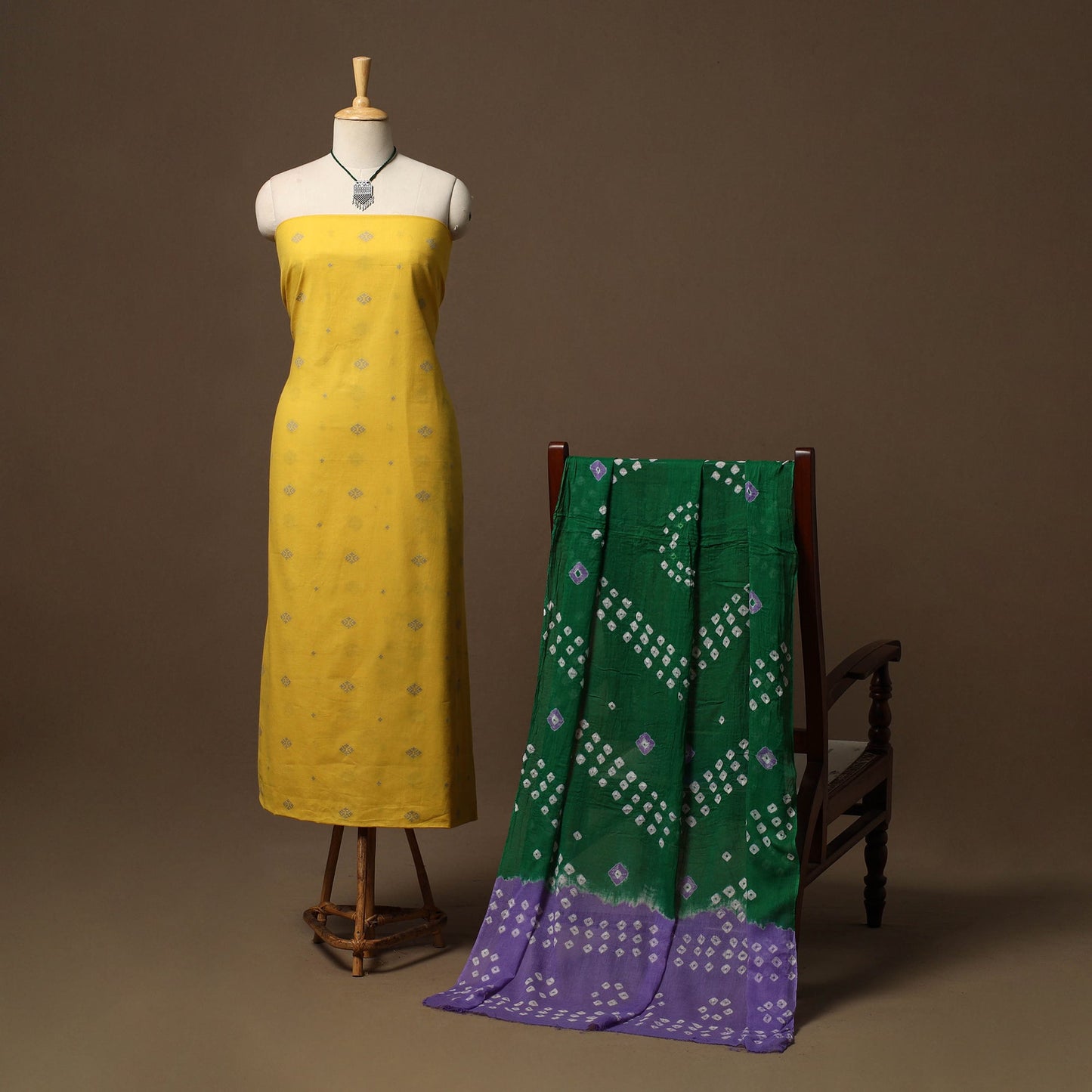 Jacquard cotton 2pc unstitched dress material