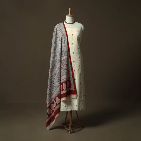 Jacquard cotton 2pc unstitched dress material kurta set 46