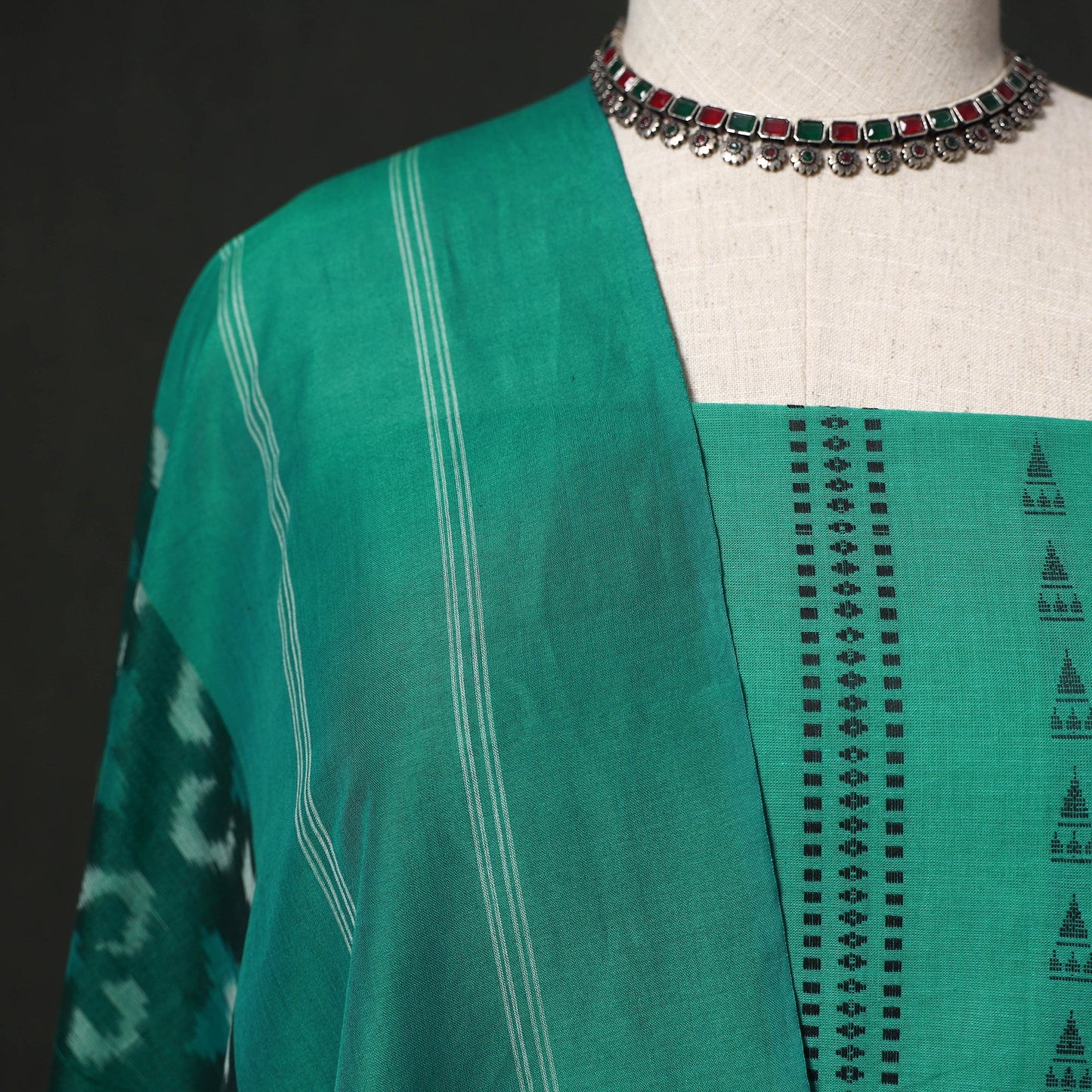 Jacquard cotton 2pc unstitched dress material kurta set