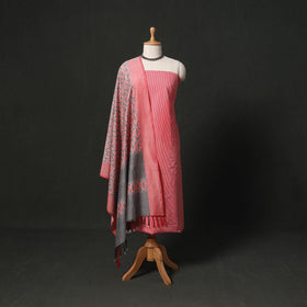 Jacquard cotton 2pc unstitched dress material kurta set
