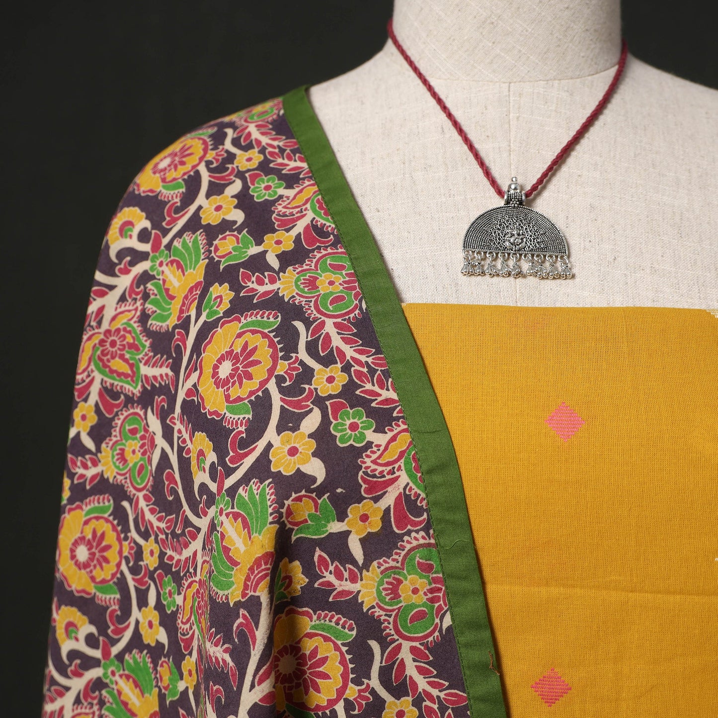 Jacquard cotton 2pc unstitched dress material kurta set