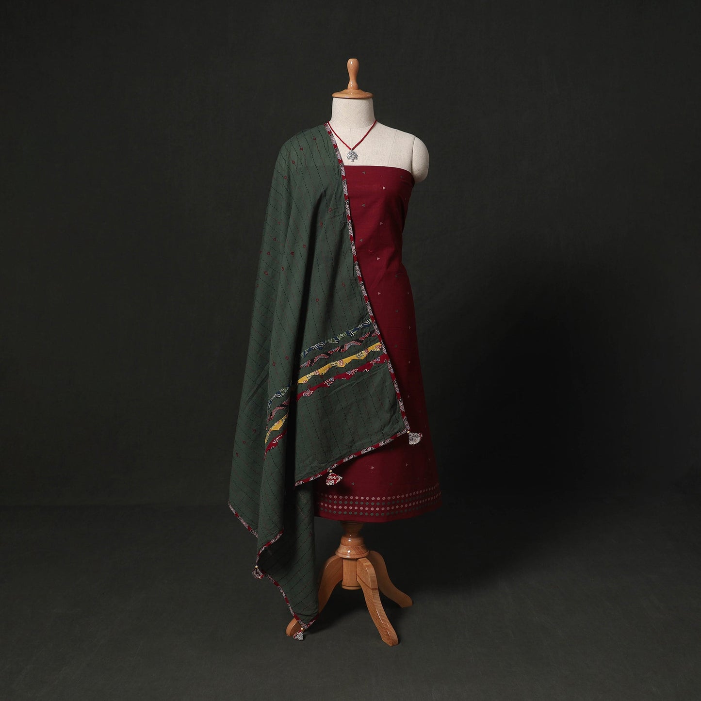 Jacquard cotton 2pc unstitched dress material kurta set