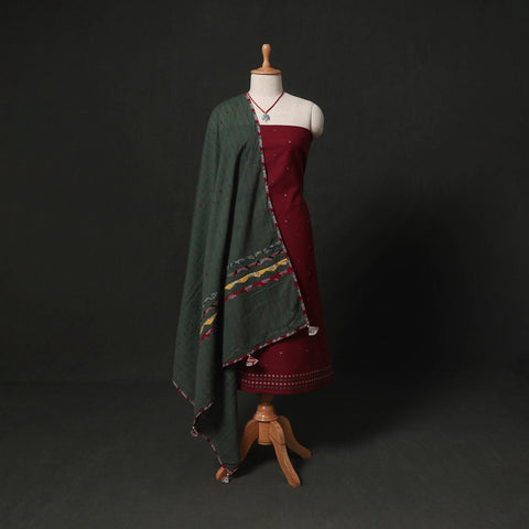 Jacquard cotton 2pc unstitched dress material kurta set