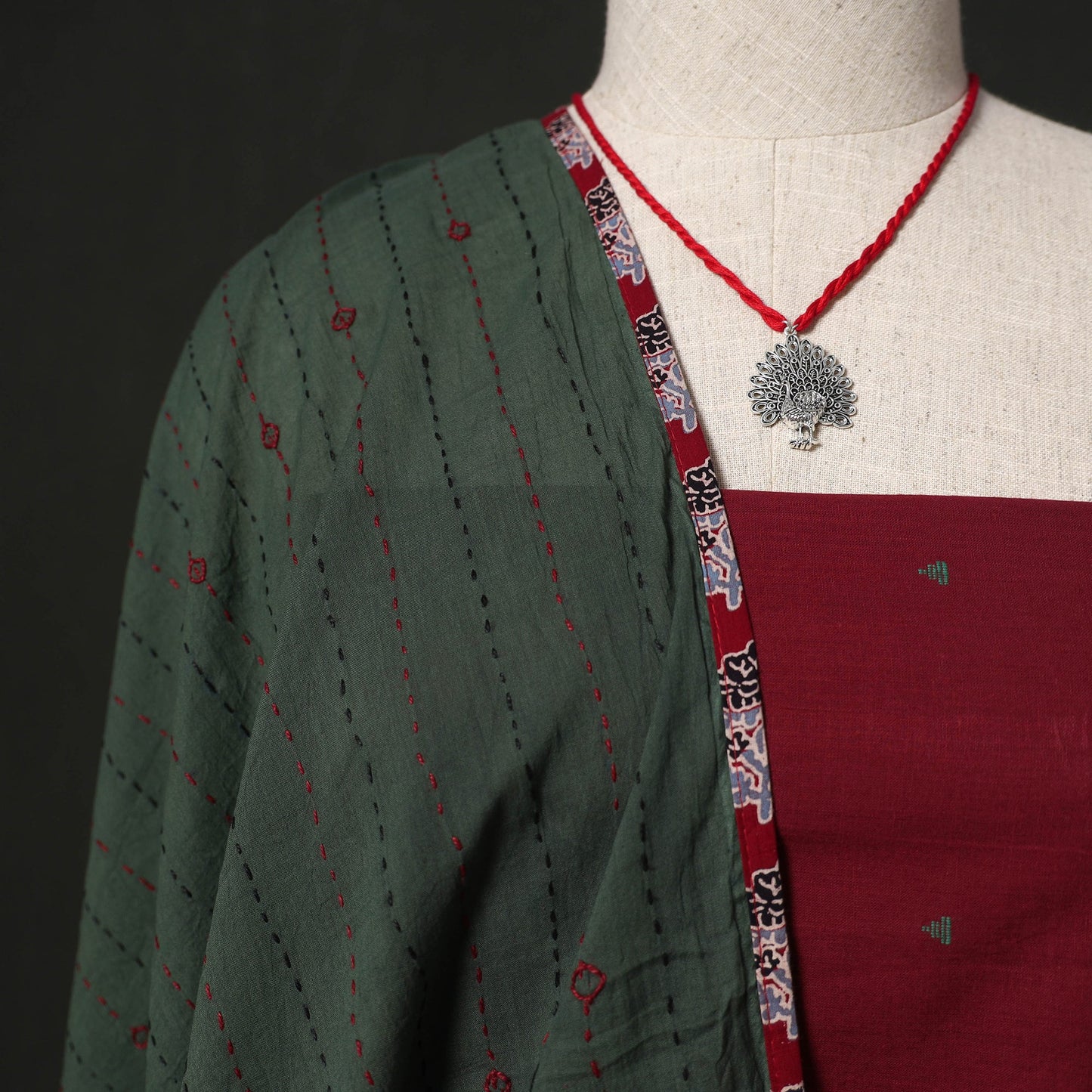Jacquard cotton 2pc unstitched dress material kurta set