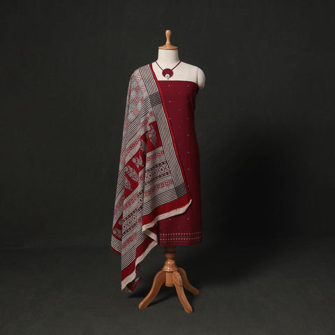 Jacquard cotton 2pc unstitched dress material kurta set