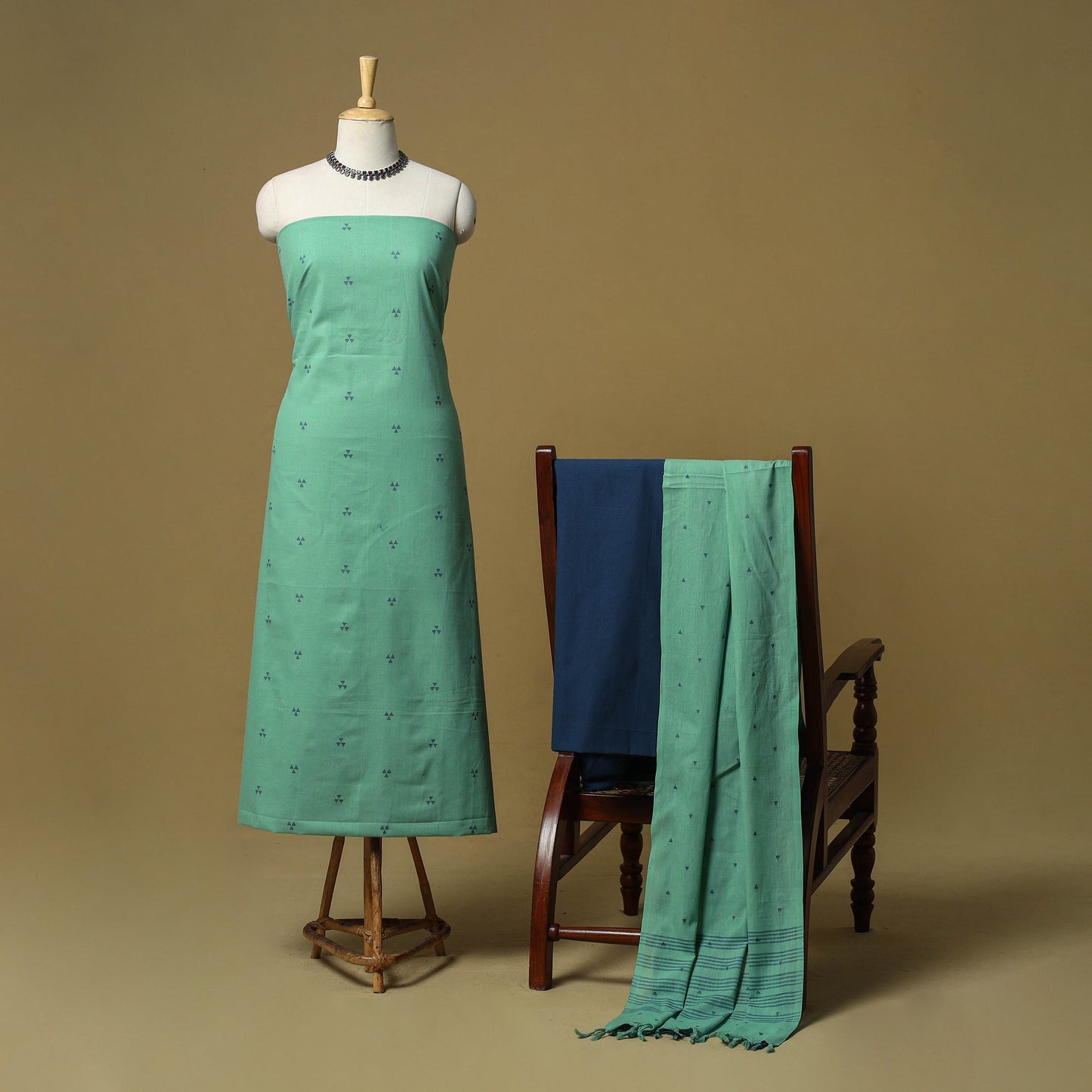 Jacquard cotton 3pc unstitched dress material 51