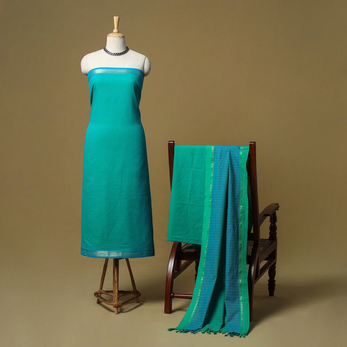 Jacquard cotton 3pc unstitched dress material 55