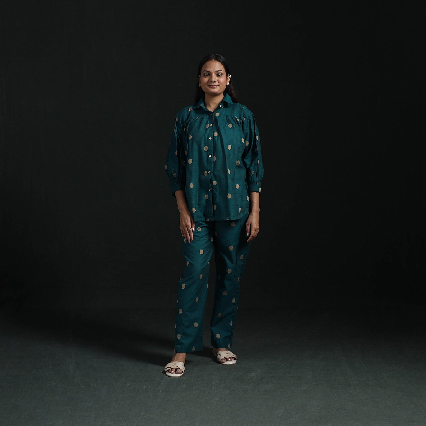 Jacquard cotton co-ord set for women 14 - handcrafted