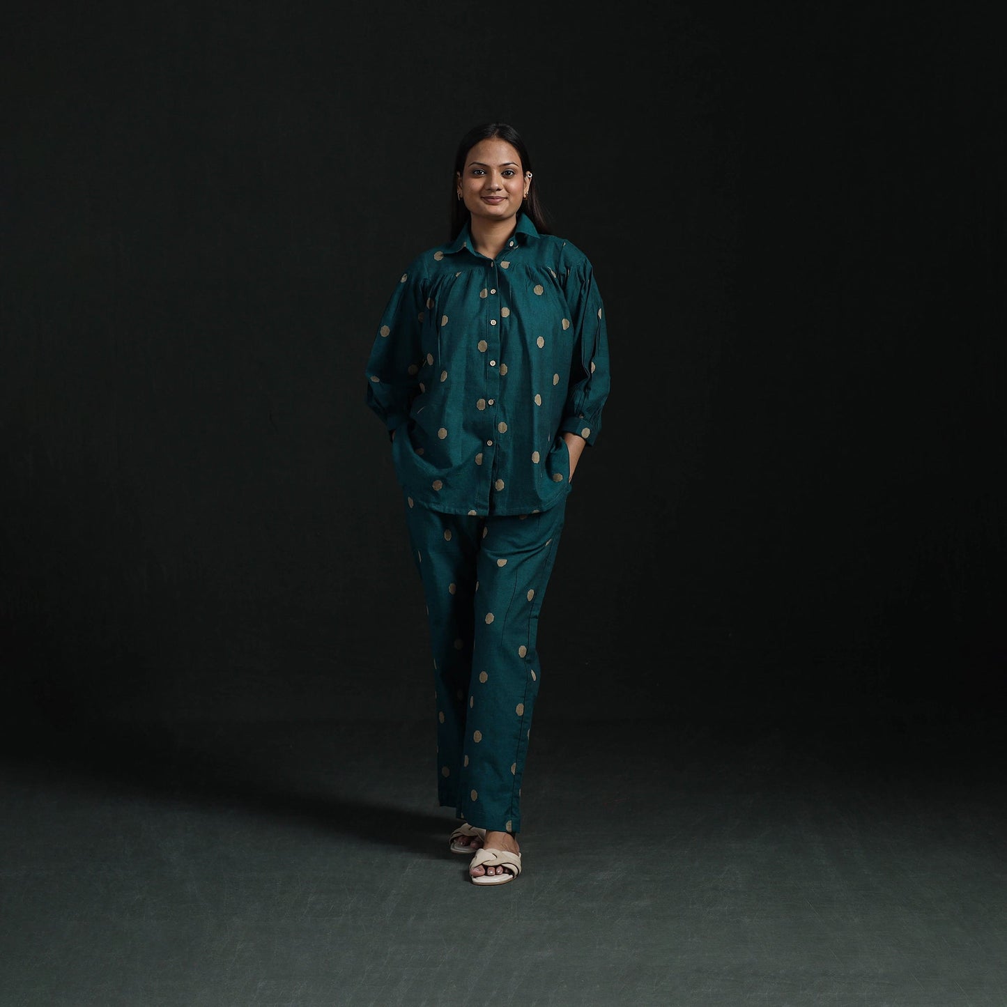 Jacquard cotton co-ord set for women 14 - handcrafted