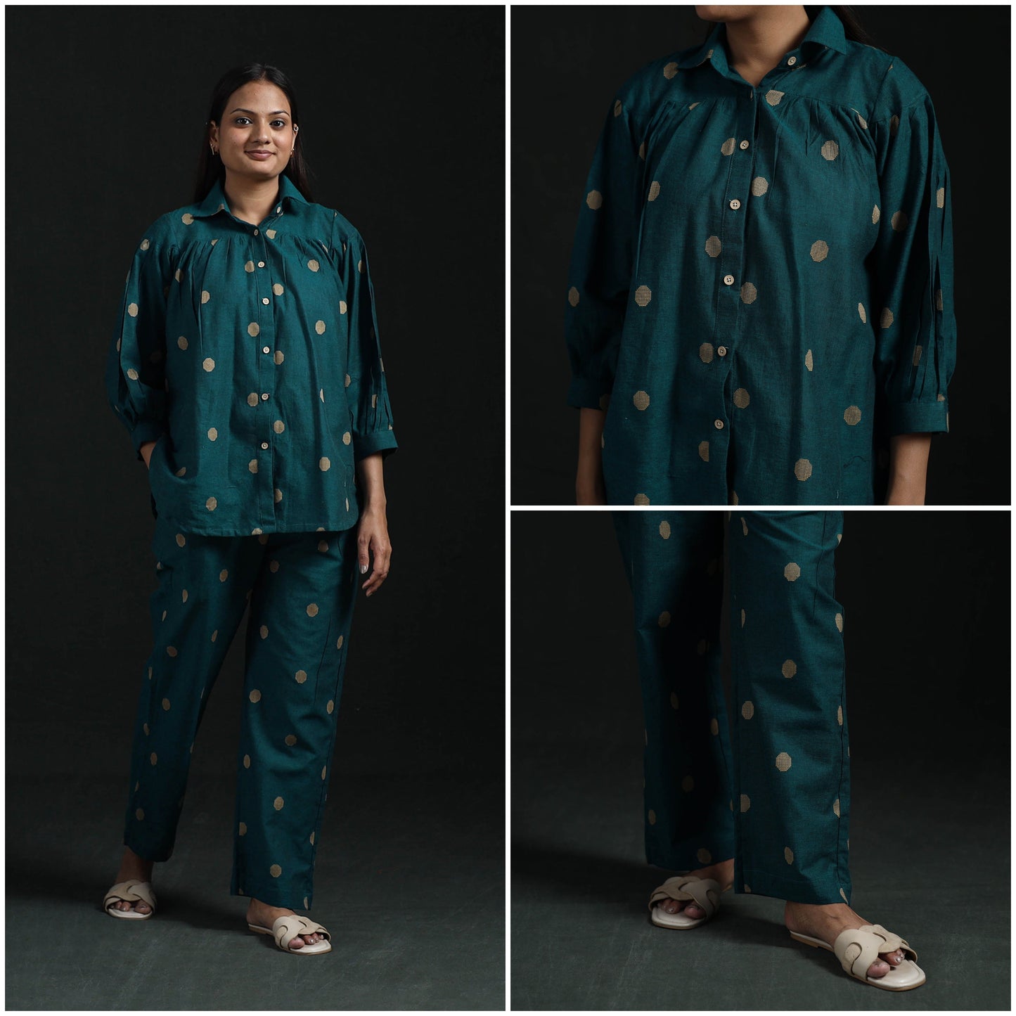 Jacquard cotton co-ord set for women 14 - handcrafted