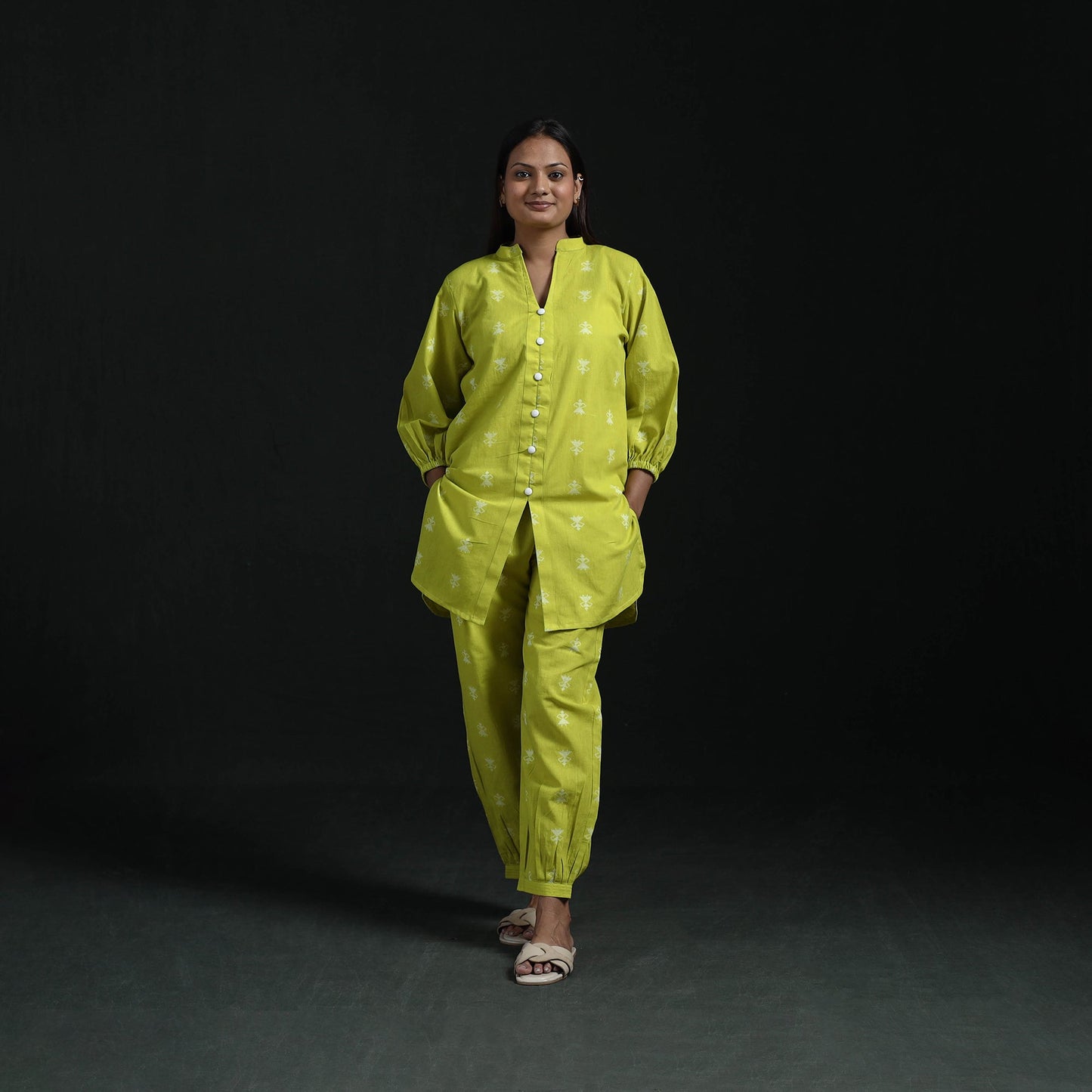 Jacquard cotton co-ord set for women 19 - handcrafted