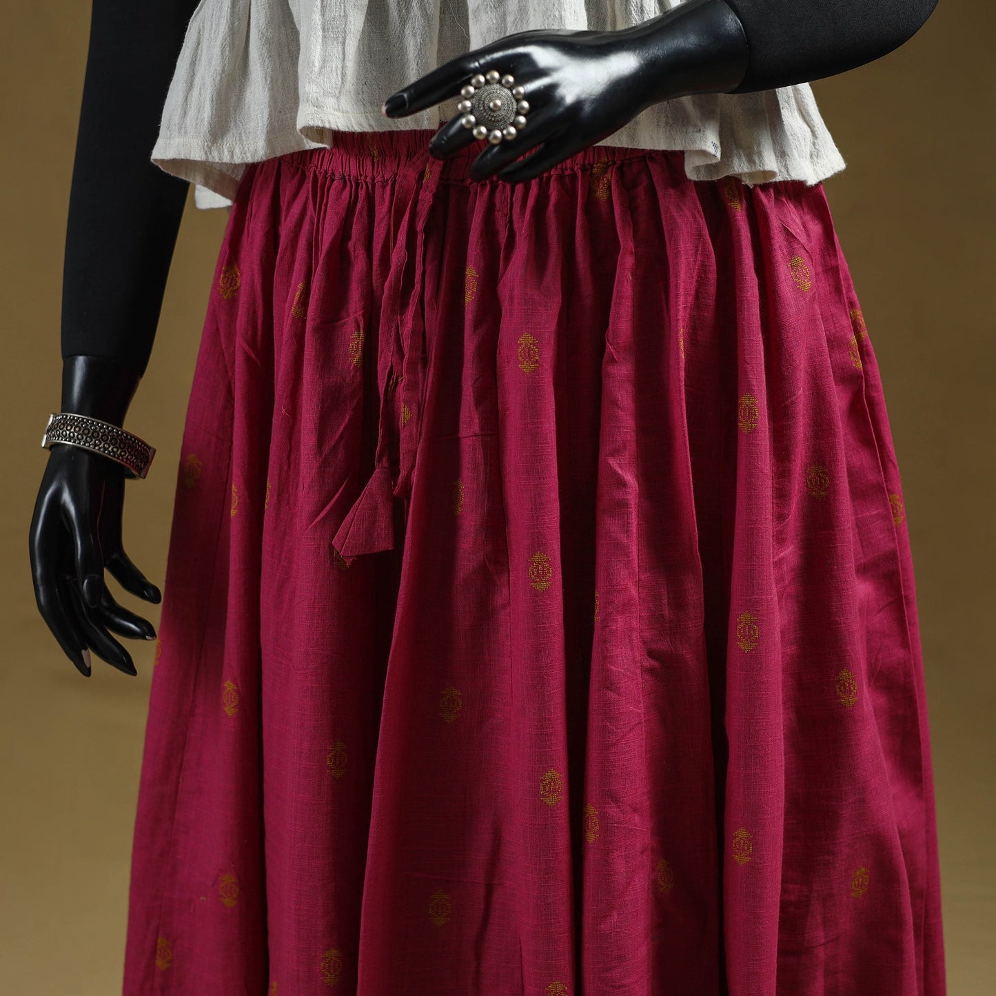 Jacquard patchwork 24 kali cotton long skirt 01