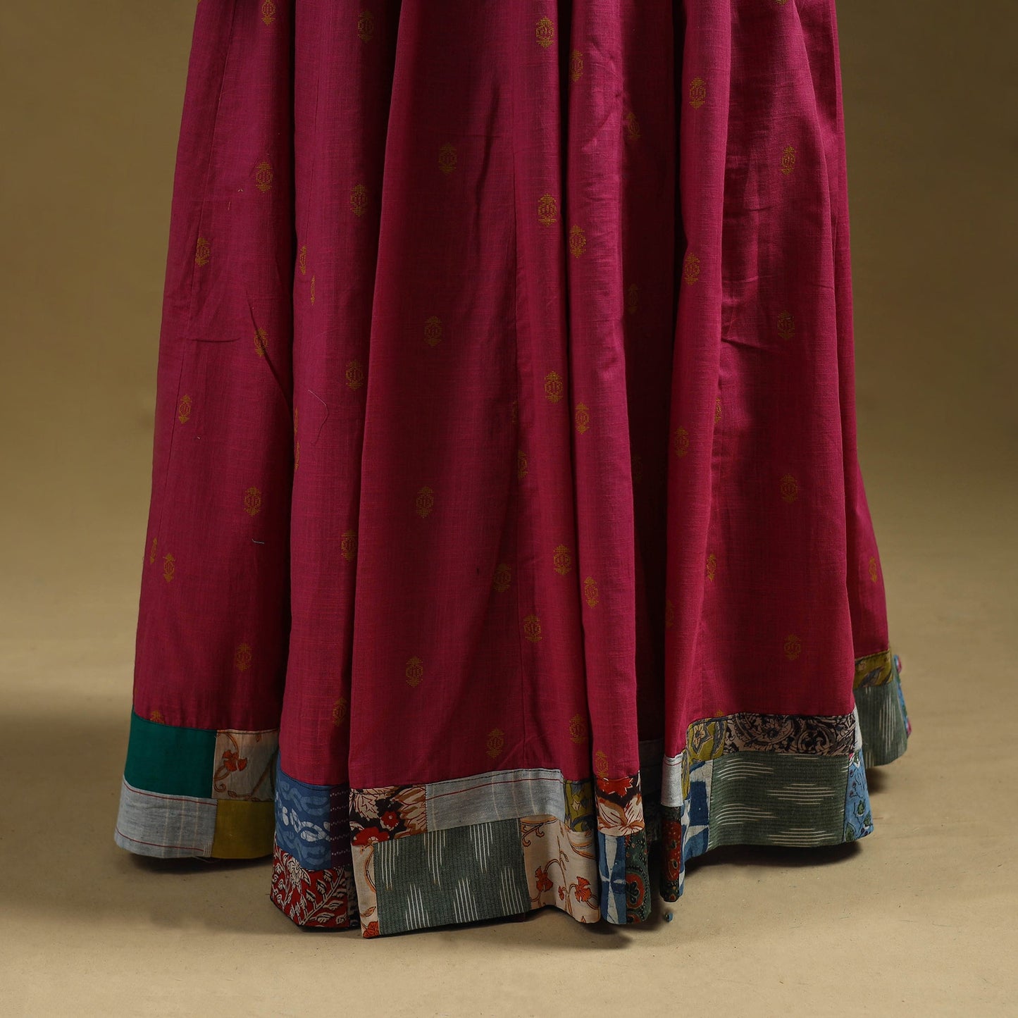 Jacquard patchwork 24 kali cotton long skirt 01