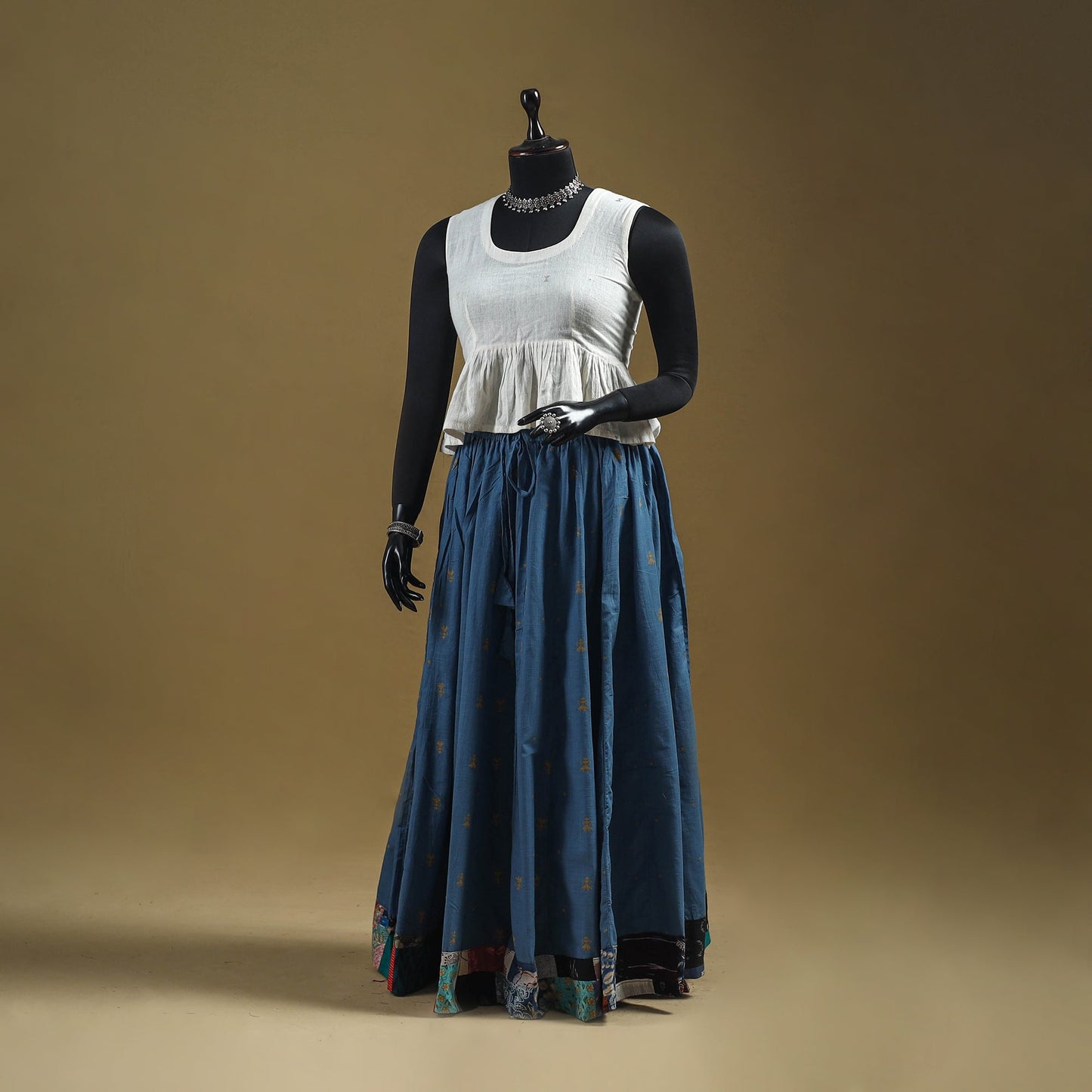 Jacquard patchwork 24 kali cotton long skirt 02