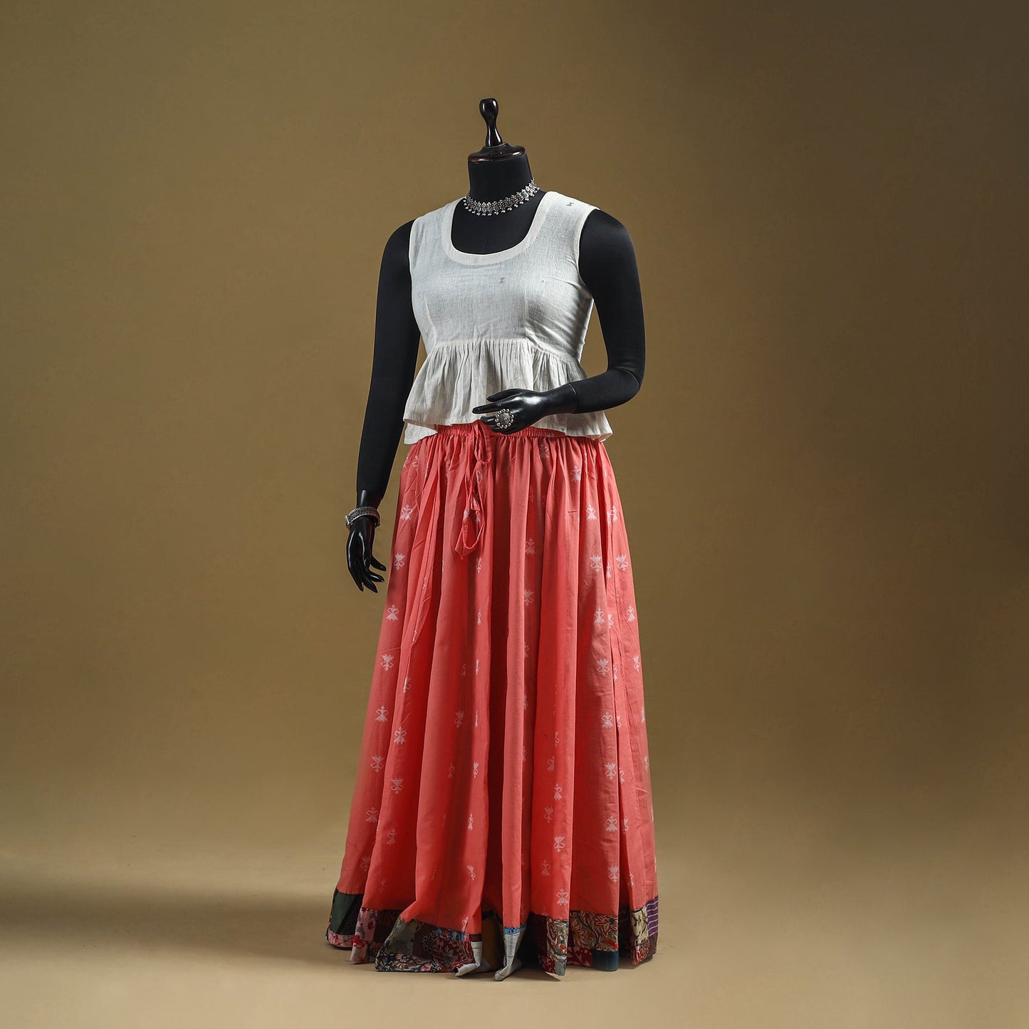 Jacquard patchwork 24 kali cotton long skirt 06