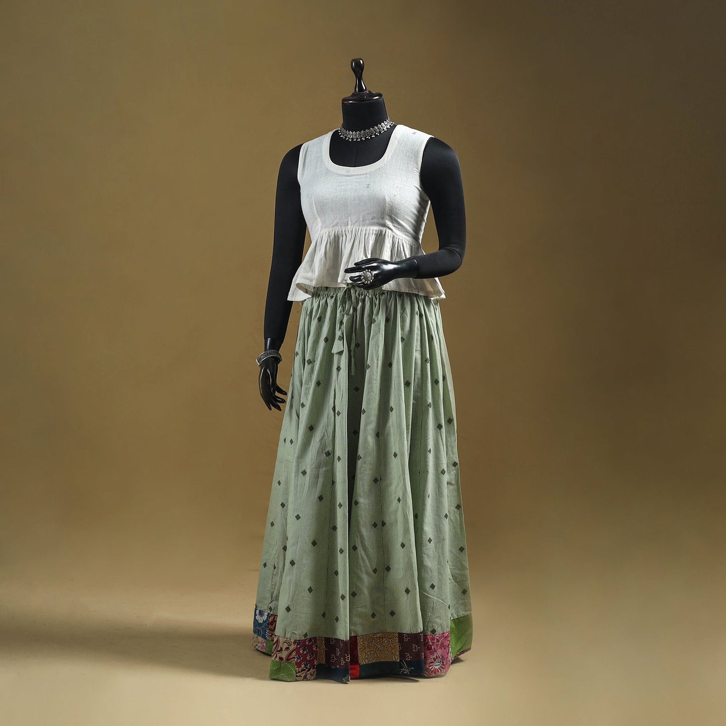 Jacquard patchwork 24 kali cotton long skirt 18