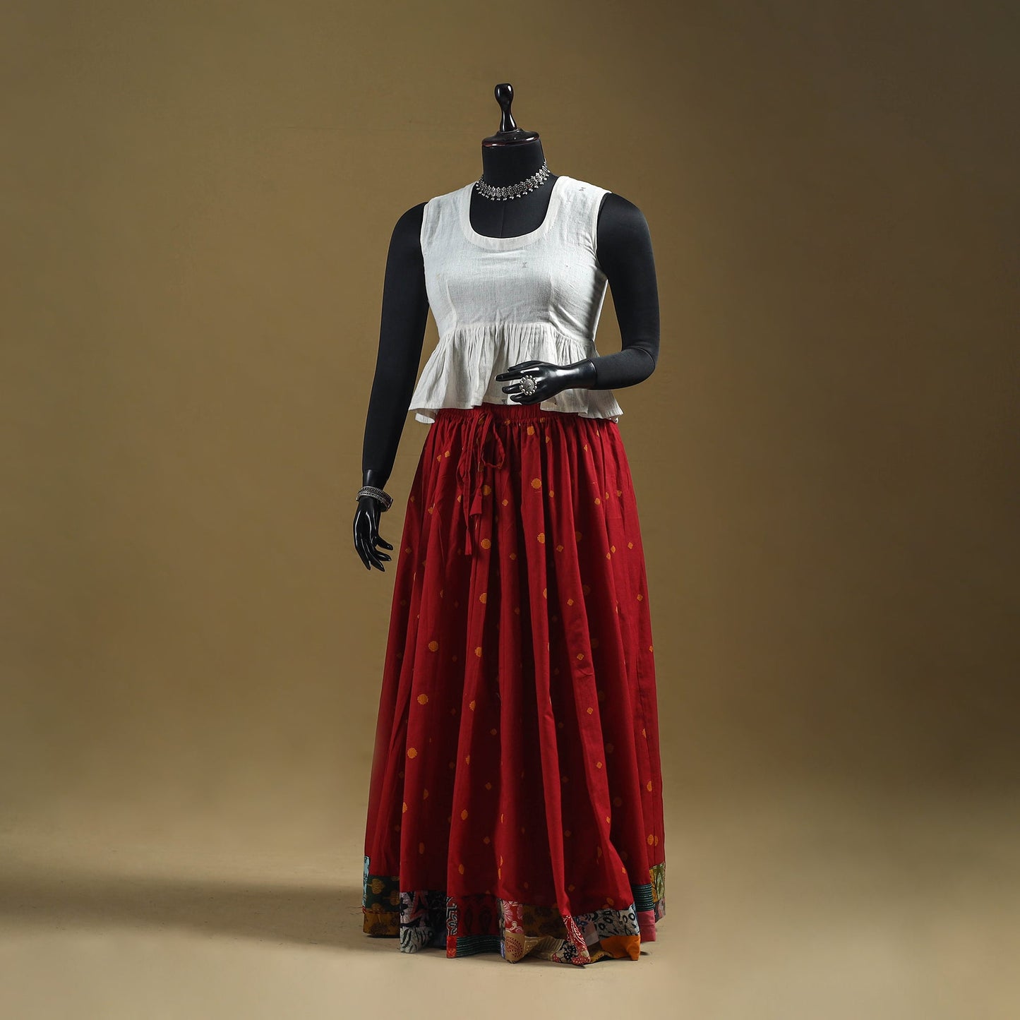 Jacquard patchwork 24 kali cotton long skirt 28