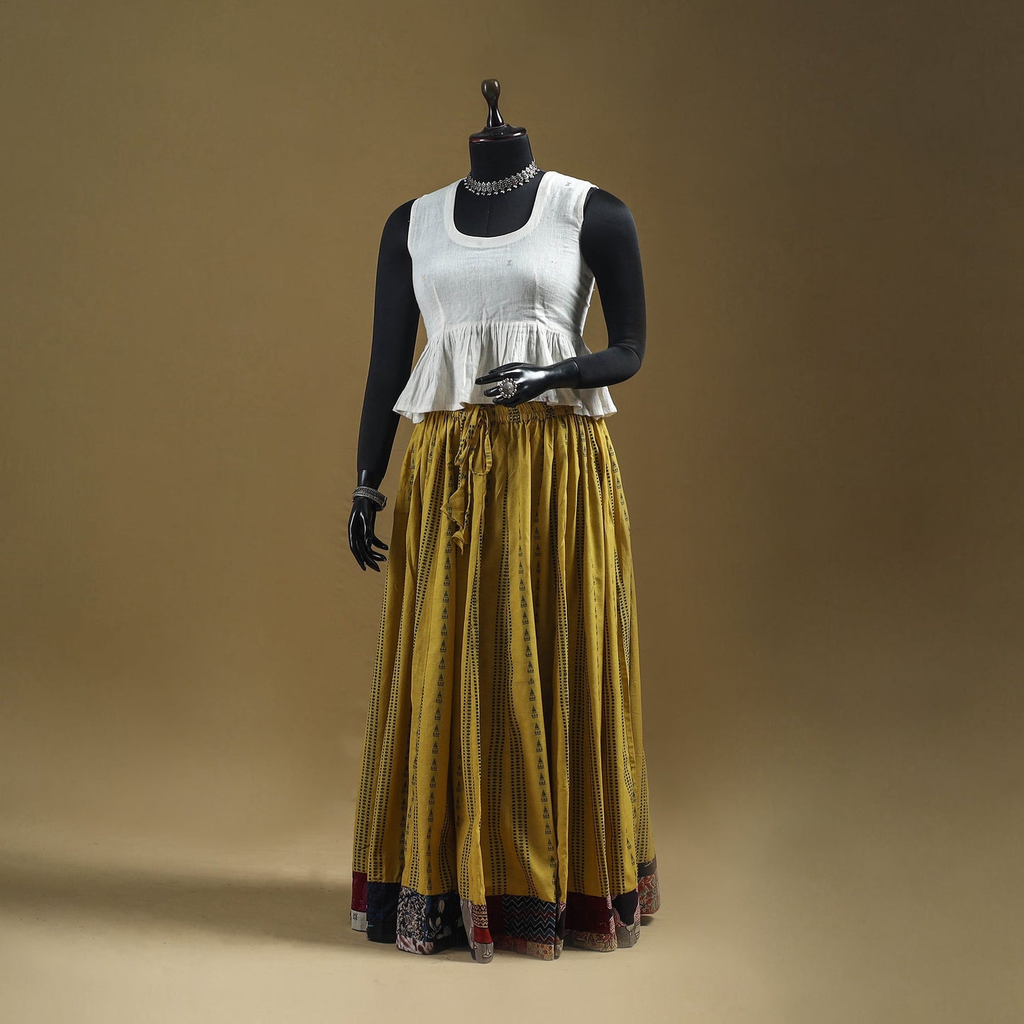 Jacquard patchwork 24 kali cotton long skirt 30