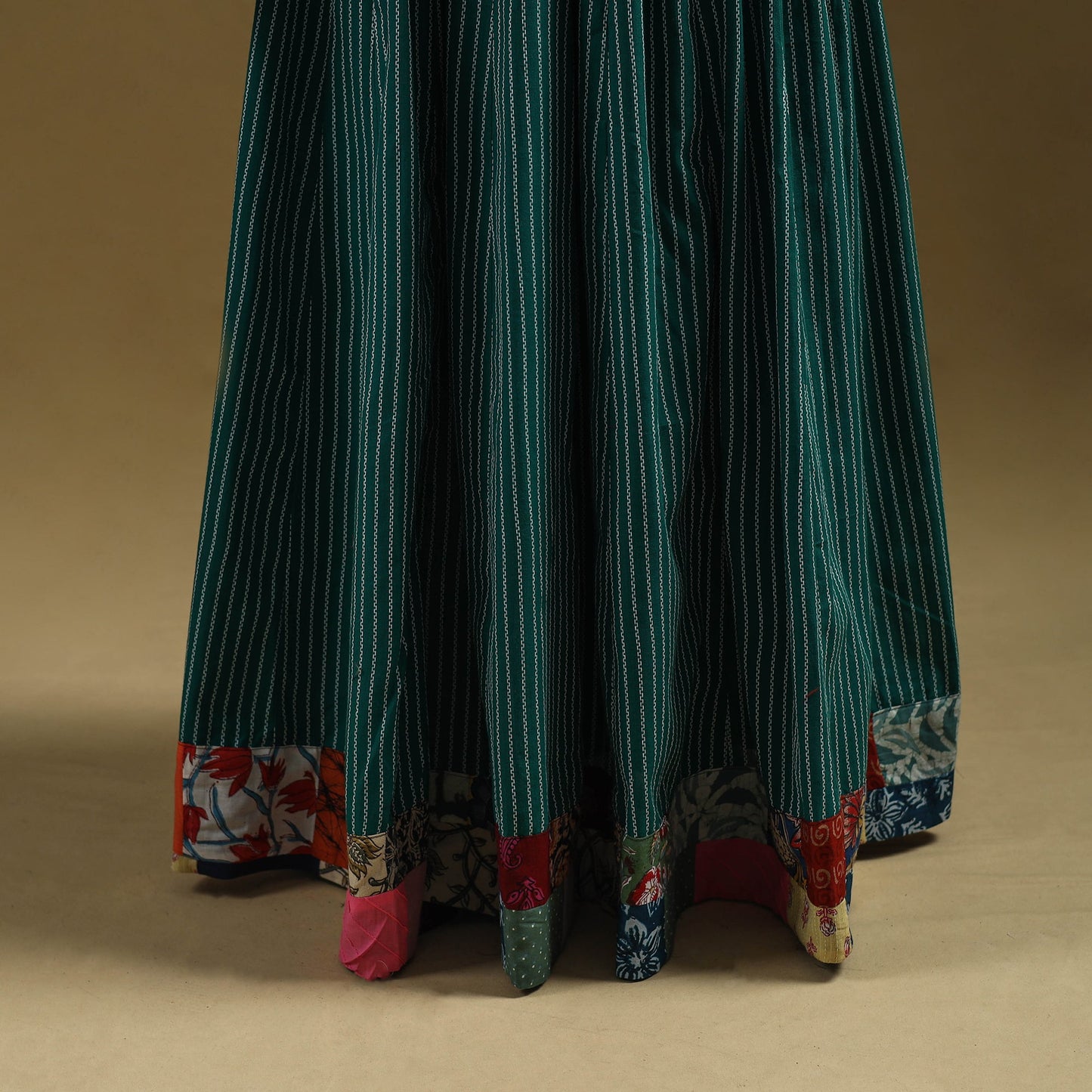 Jacquard patchwork 24 kali cotton long skirt - handcrafted