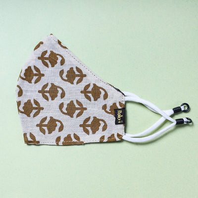  Jacquard  Block Printed Cotton 3 Layer Snug Fit Face Cover 