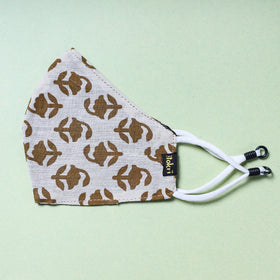  Jacquard  Block Printed Cotton 3 Layer Snug Fit Face Cover 