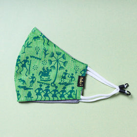  Jacquard  Block Printed Cotton 3 Layer Snug Fit Face Cover 
