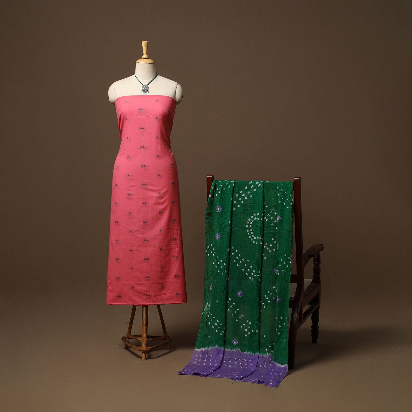 Jacquard weave cotton 2pc unstitched dress material