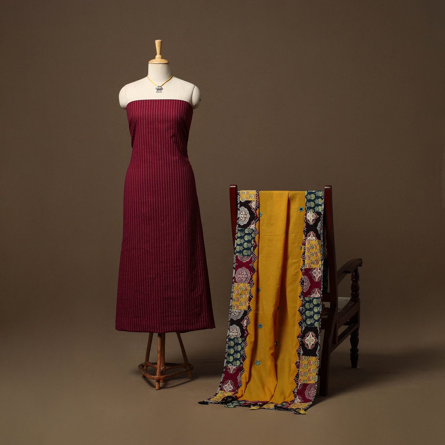 Jacquard weave cotton 2pc unstitched dress material