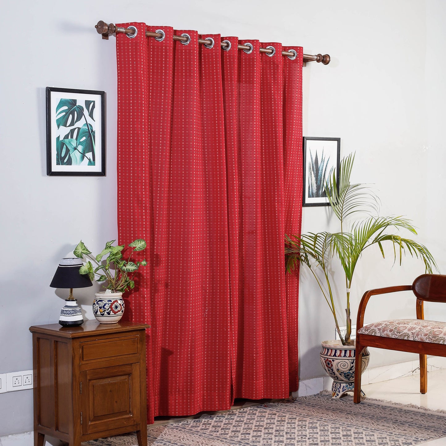 Jacquard weave cotton door curtain (7 x 3 feet) (single