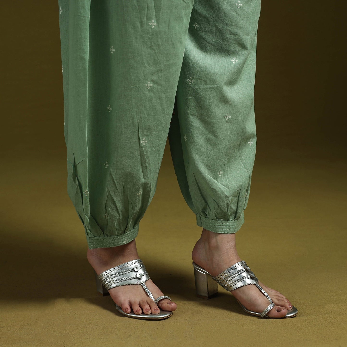 Jacquard weave cotton elasticated afghani salwar 01