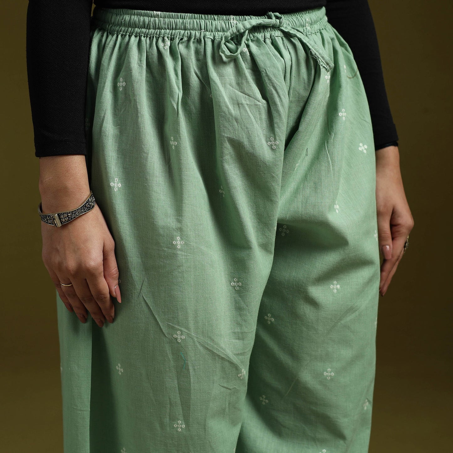 Jacquard weave cotton elasticated afghani salwar 01