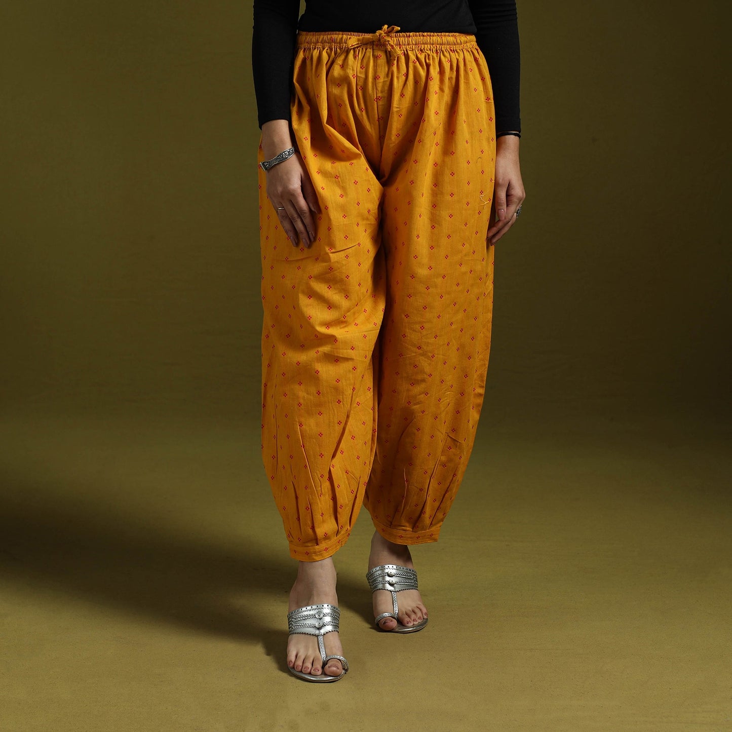 Jacquard weave cotton elasticated afghani salwar 02