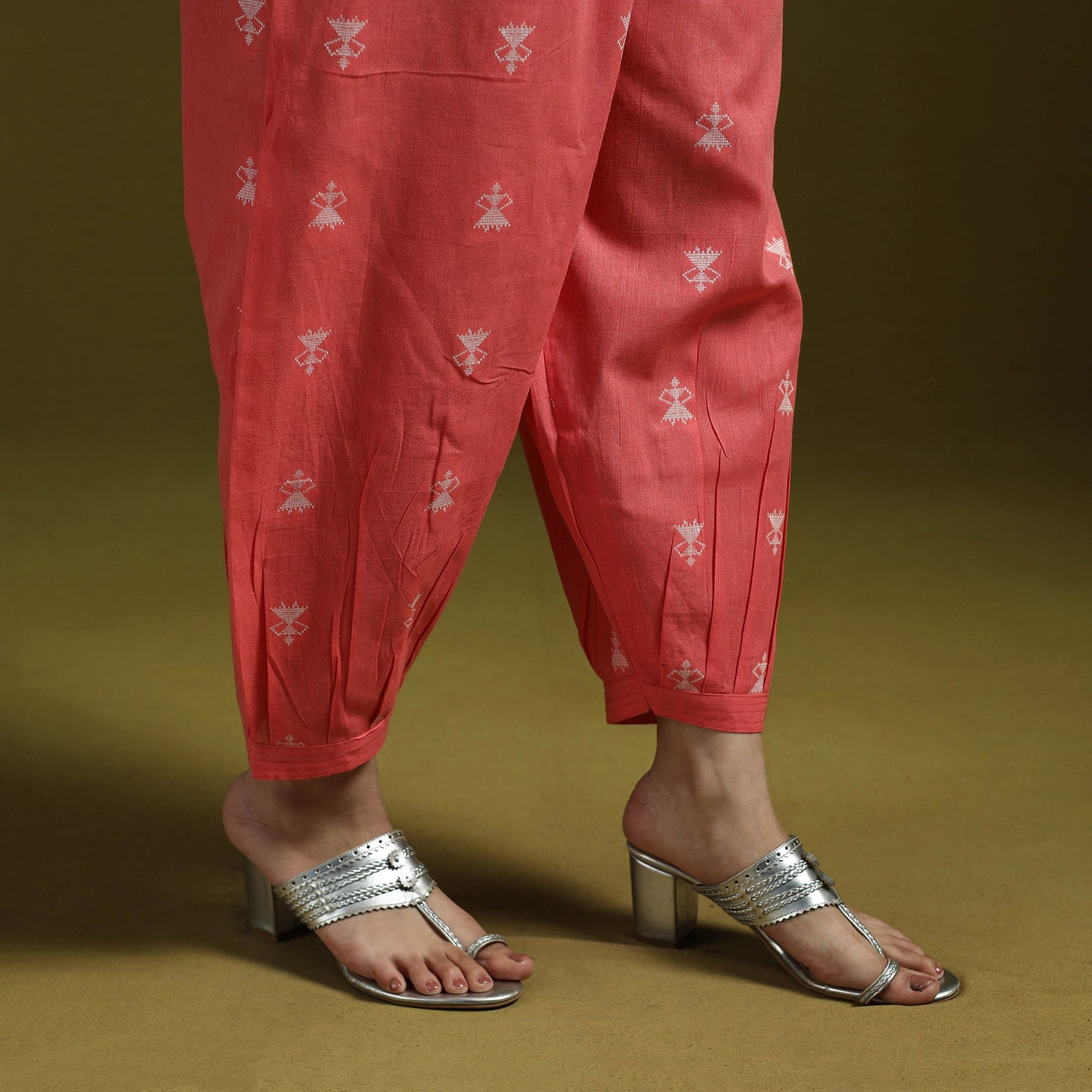 Jacquard weave cotton elasticated afghani salwar 03