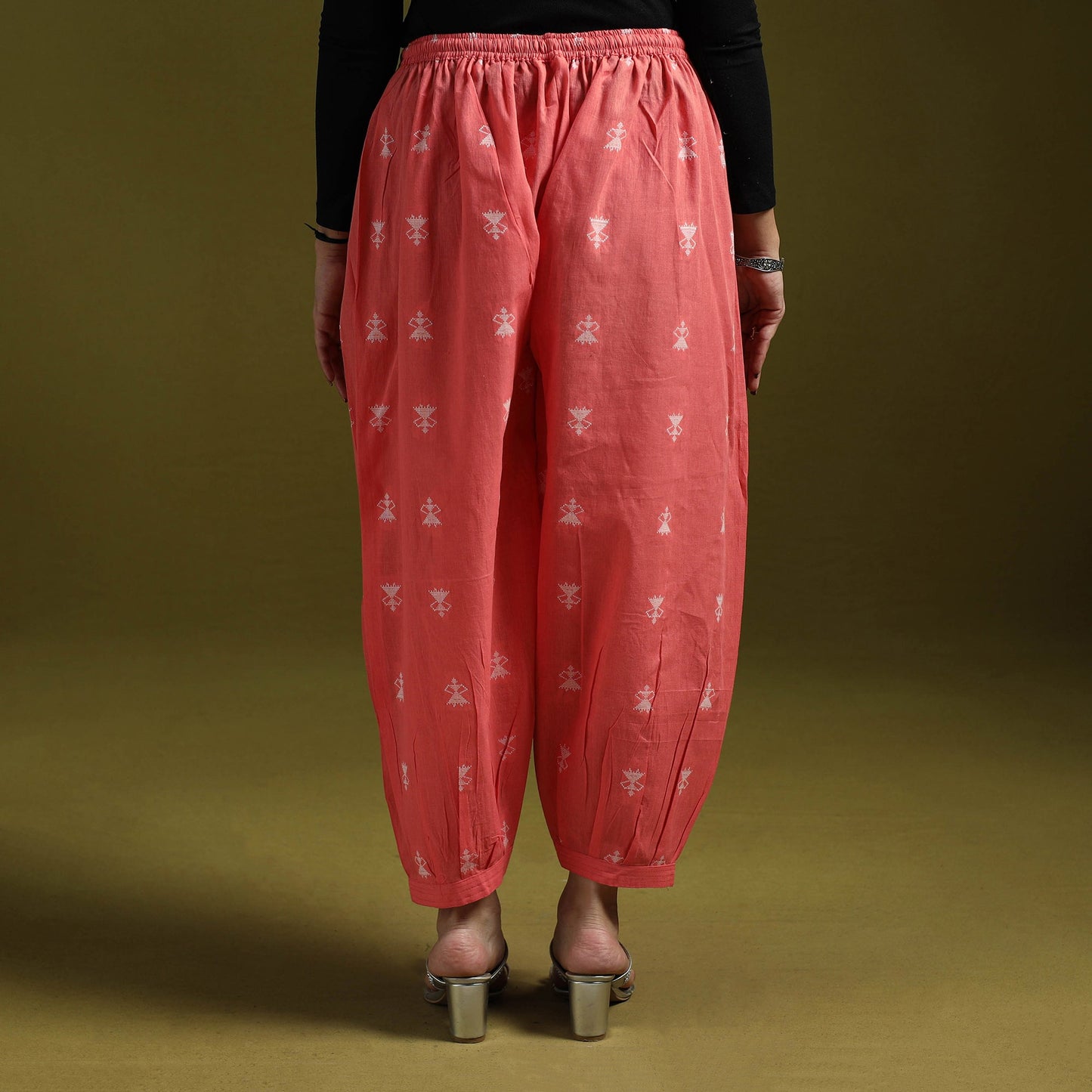 Jacquard weave cotton elasticated afghani salwar 03