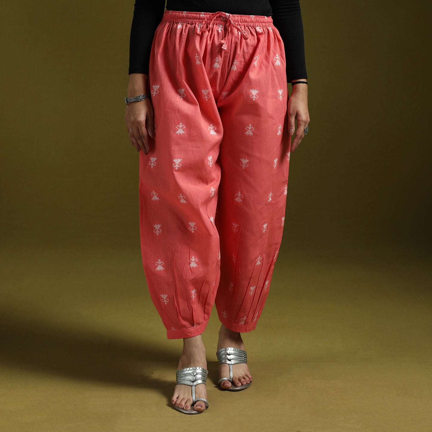 Jacquard weave cotton elasticated afghani salwar 03