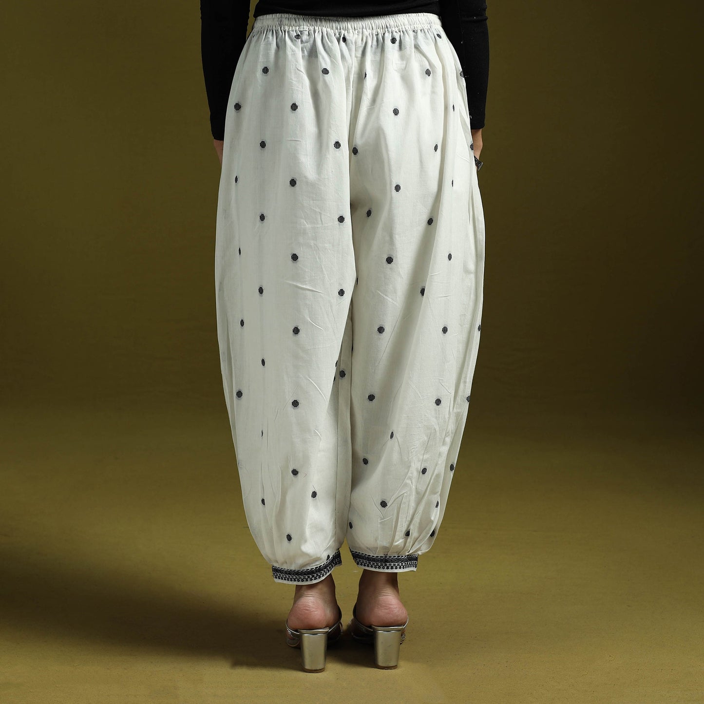 Jacquard weave cotton elasticated afghani salwar 04