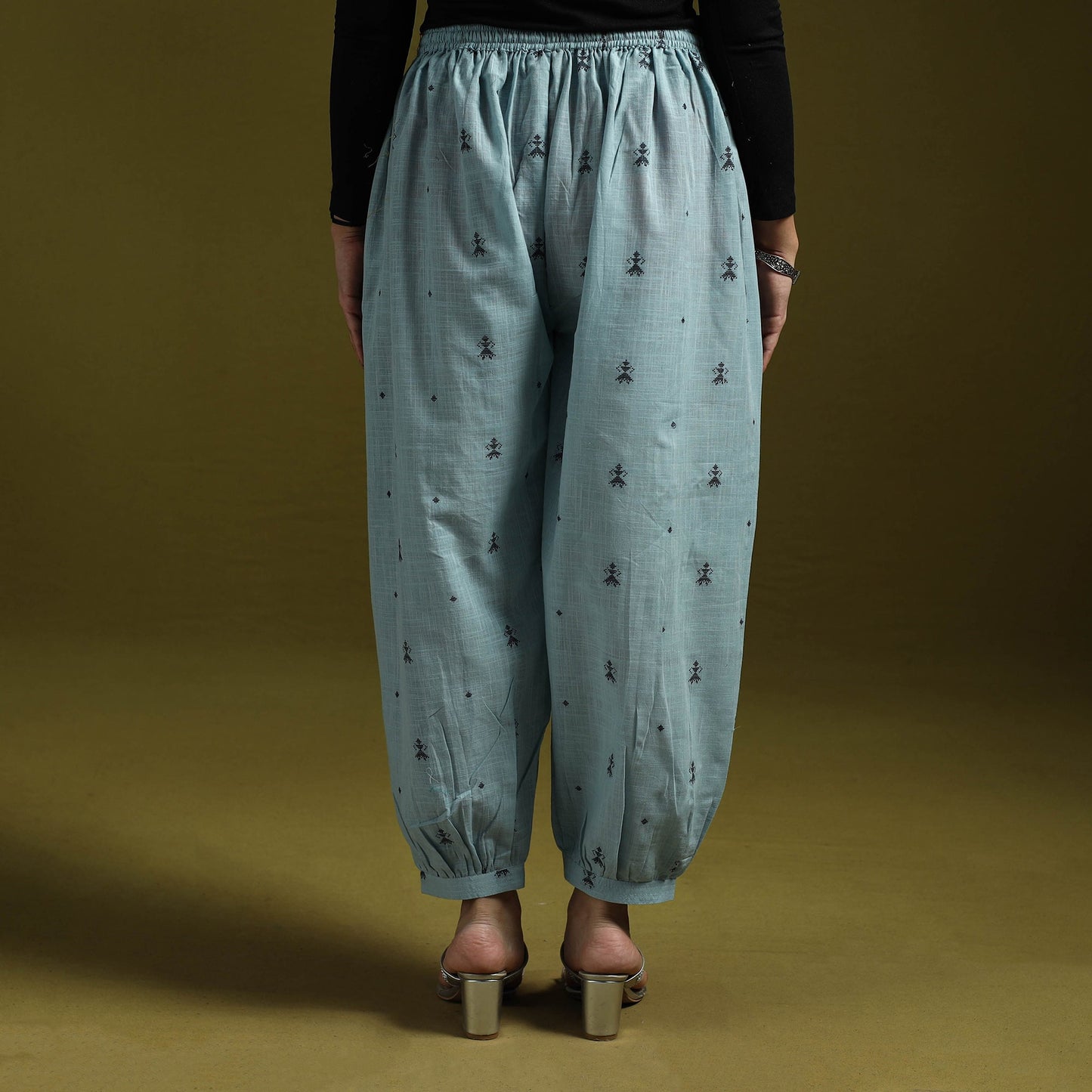 Jacquard weave cotton elasticated afghani salwar 05