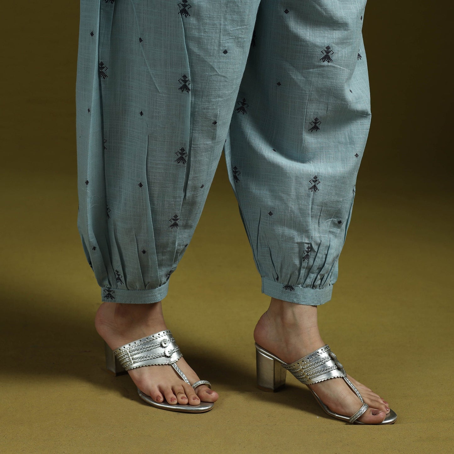 Jacquard weave cotton elasticated afghani salwar 05