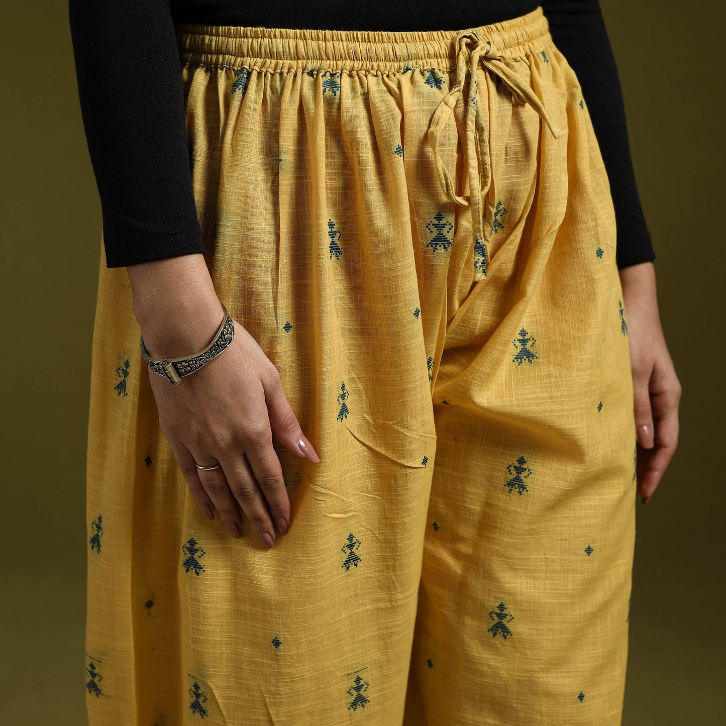 Jacquard weave cotton elasticated afghani salwar 06